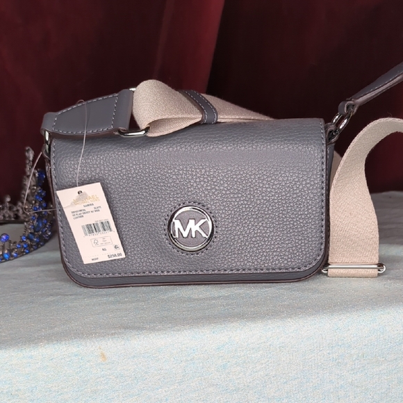 Michael Kors Gray Leather Crossbody Bag